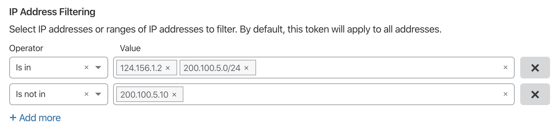 IP Address filtering options