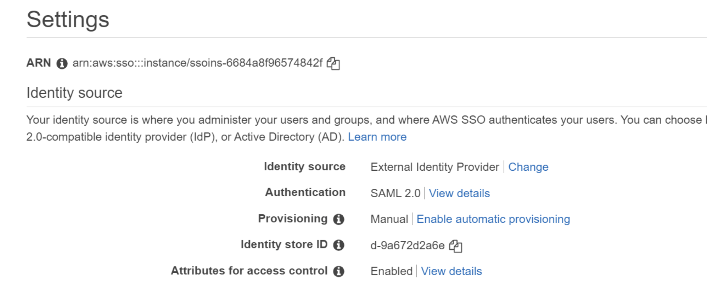 AWS settings