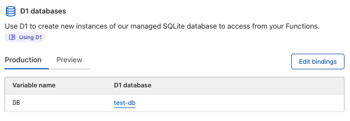 Editing a D1 database Binding and adding a Variable name